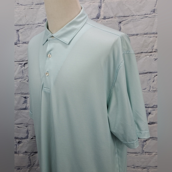Peter Millar Men's Golf Polo Shirt Summer Comfort Light Green Herringbone sz XL - Picture 3 of 16
